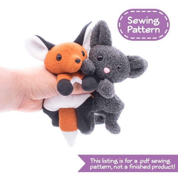 Fox and Cat Stuffed Animal Sewing Pattern - PDF Digital Download - Plush Sewing DIY Project - No Physical Items Sent