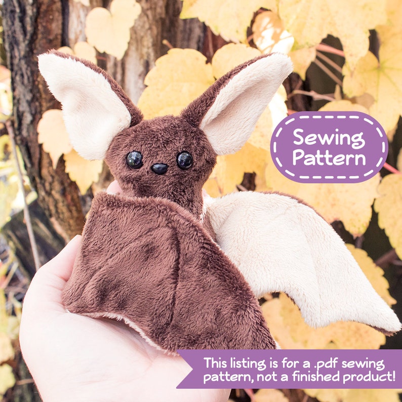 Beginner Bat Sewing Pattern PDF Digital Download Plush Sewing DIY Project No Physical Items Sent image 1