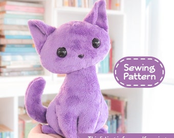 Sitting Kitty Cat Stuffed Animal Sewing Pattern - PDF Digital Download - Plush Sewing DIY Project - No Physical Items Sent