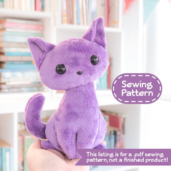 Sitting Kitty Cat Stuffed Animal Sewing Pattern - PDF Digital Download - Plush Sewing DIY Project - No Physical Items Sent