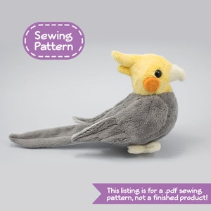 Cockatiel Stuffed Animal Sewing Pattern - PDF Digital Download - Plush Sewing DIY Project - No Physical Items Sent