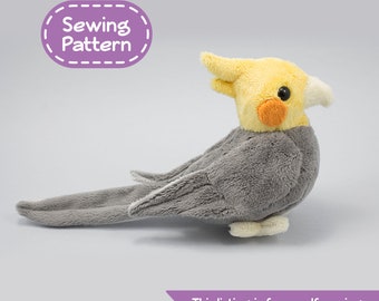 Cockatiel Stuffed Animal Sewing Pattern - PDF Digital Download - Plush Sewing DIY Project - No Physical Items Sent