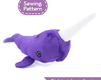 Narwhal Stuffed Animal Sewing Pattern - PDF Digital Download - Plush Sewing DIY Project - No Physical Items Sent