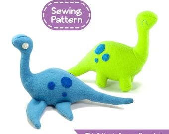 Dinosaur and Loch Ness Monster Stuffed Animal Sewing Pattern  - PDF Digital Download - Plush Sewing DIY Project - No Physical Items Sent