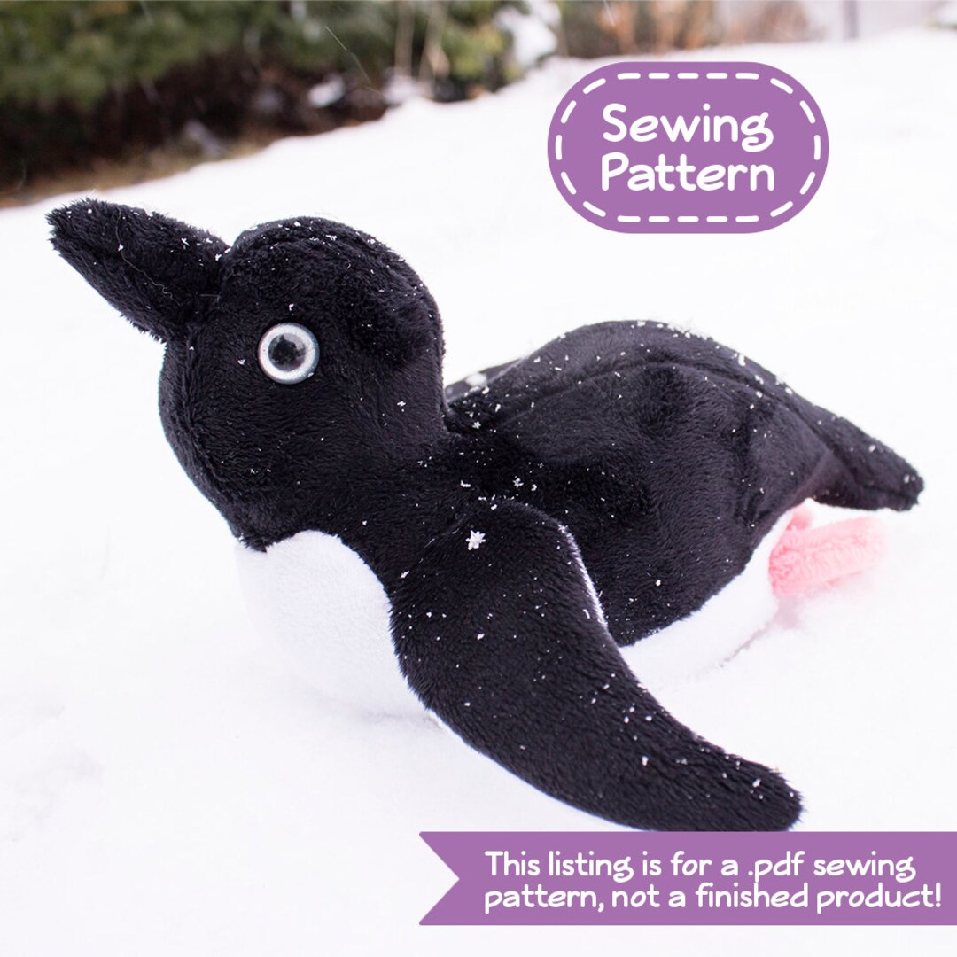 Penguin Stuffed Animal Sewing Pattern PDF Digital Download Plush Sewing DIY Project No Physical