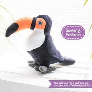 Toucan Stuffed Animal Sewing Pattern  - PDF Digital Download - Plush Sewing DIY Project - No Physical Items Sent