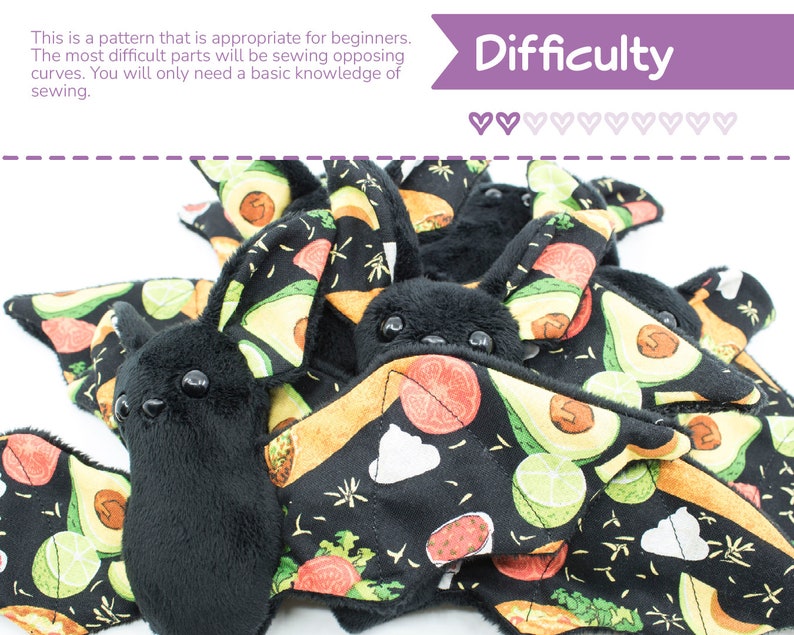 Beginner Bat Sewing Pattern PDF Digital Download Plush Sewing DIY Project No Physical Items Sent image 2