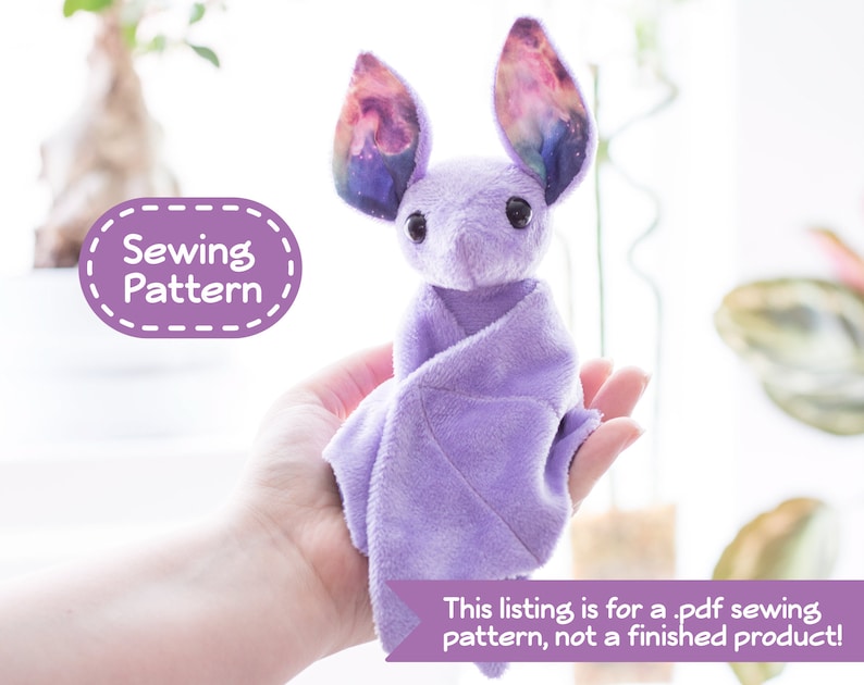 Stuffed Animal Bat Sewing Pattern - PDF Digital Download - Plush Sewing DIY Project - No Physical Items Sent 