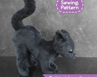 Scaredy Cat Plush Toy Stuffed Animal Sewing Pattern - Digital Download