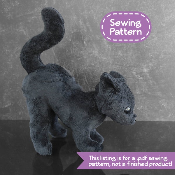 Scaredy Cat Plush Toy Stuffed Animal Sewing Pattern - Digital Download