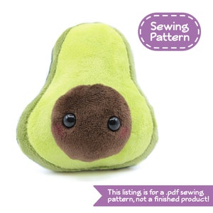 Avocado Plush Sewing Pattern  - PDF Digital Download - Plush Sewing DIY Project - No Physical Items Sent