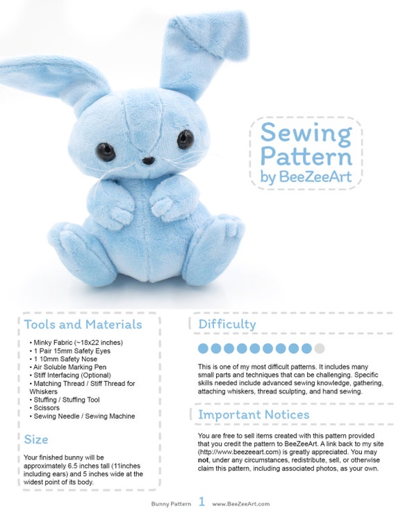 rabbit stuffed animal pattern