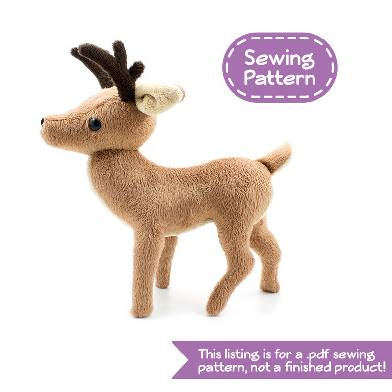Deer Stuffed Animal Sewing Pattern PDF Digital Download Plush Sewing DIY Project No Physical Items Sent image 1
