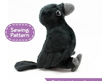 Crow Stuffed Animal Sewing Pattern - PDF Digital Download - Plush Sewing DIY Project - No Physical Items Sent