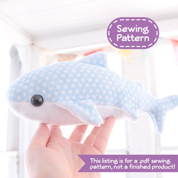 Whale Shark Stuffed Animal Sewing Pattern - PDF Digital Download - Plush Sewing DIY Project - No Physical Items Sent