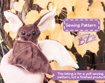 Beginner Bat Sewing Pattern  - PDF Digital Download - Plush Sewing DIY Project - No Physical Items Sent