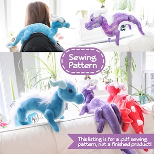 Shoulder Dragon Plush Sewing Pattern  - PDF Digital Download - Plush Sewing DIY Project - No Physical Items Sent