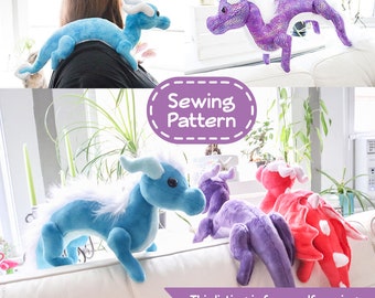 Shoulder Dragon Plush Sewing Pattern  - PDF Digital Download - Plush Sewing DIY Project - No Physical Items Sent