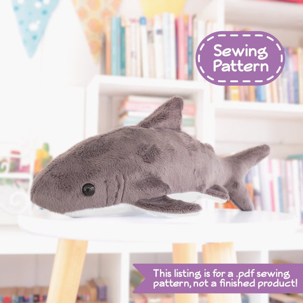 Shark Plush Sewing Pattern - PDF Digital Download - Plush Sewing DIY Project - No Physical Items Sent
