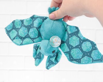 Ocean Teal Dice Guardian Bat Stuffed Animal Plush Toy