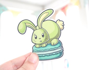 Macaron Bunny - Matte Vinyl Sticker - 2.8 x 3 Inches