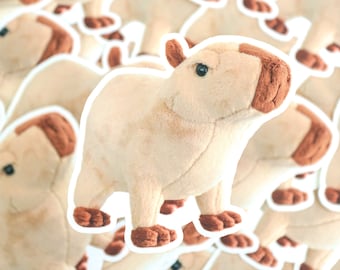 Capybara Plush Sticker: Matte Vinyl, Weatherproof (3 x 3 Inches)