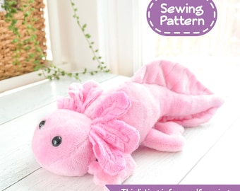 Axolotl Stuffed Animal Sewing Pattern  - PDF Digital Download - Plush Sewing DIY Project - No Physical Items Sent