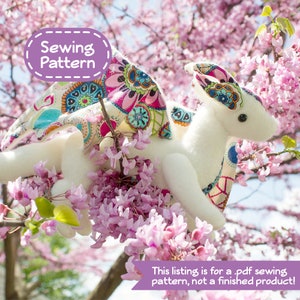 Jointed Dragon Plush Stuffed Animal Sewing Pattern - PDF Digital Download - Plush Sewing DIY Project - No Physical Items Sent