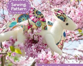 Jointed Dragon Plush Stuffed Animal Sewing Pattern - PDF Digital Download - Plush Sewing DIY Project - No Physical Items Sent