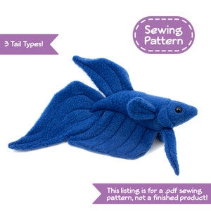 Betta Fish Stuffed Animal Sewing Pattern - PDF Digital Download - Plush Sewing DIY Project - No Physical Items Sent