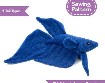 Betta Fish Stuffed Animal Sewing Pattern - PDF Digital Download - Plush Sewing DIY Project - No Physical Items Sent