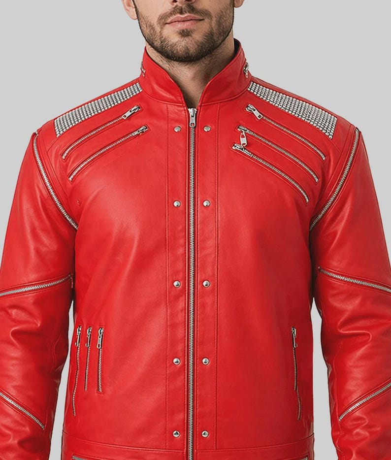 Men's Red Cafe Racer Jacket, Motorcycle Biker Style Outerwear, Vintage ...