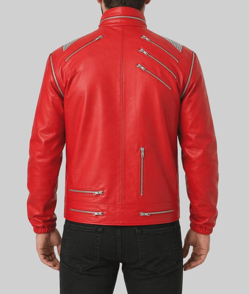 Men's Red Cafe Racer Jacket, Motorcycle Biker Style Outerwear, Vintage ...