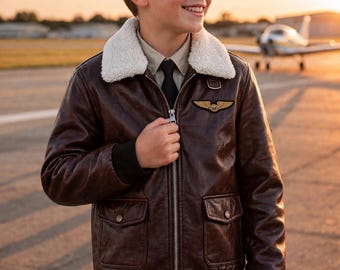 Giacca in pelle retrò color block da pilota di caccia della Seconda Guerra Mondiale per bambini, cappotto invernale colorato per cosplay, capospalla bomber unisex di ispirazione vintage