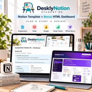 Notion Study Planner for College Students | Assignment & Exam Tracker | Bonus Offline Dashboard