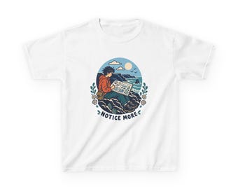 Nature Journal Kids T-Shirt, Field Notes Tee, Coastal Sketcher Graphic, Outdoor Sketching Gift, Notice More Artist T-Shirt