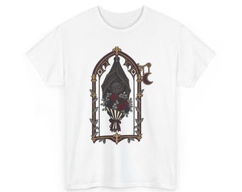 Bat Florist Shirt, Cute Gothic Bat Tee, Dark Floral Halloween Rose Graphic, Alternative Botanical Gift