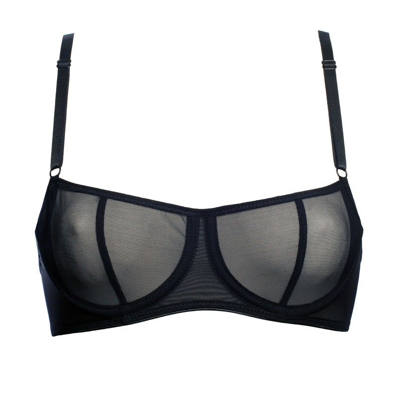 Black Mesh Basic Underwire Bra Sexy Sheer See Through Etsy