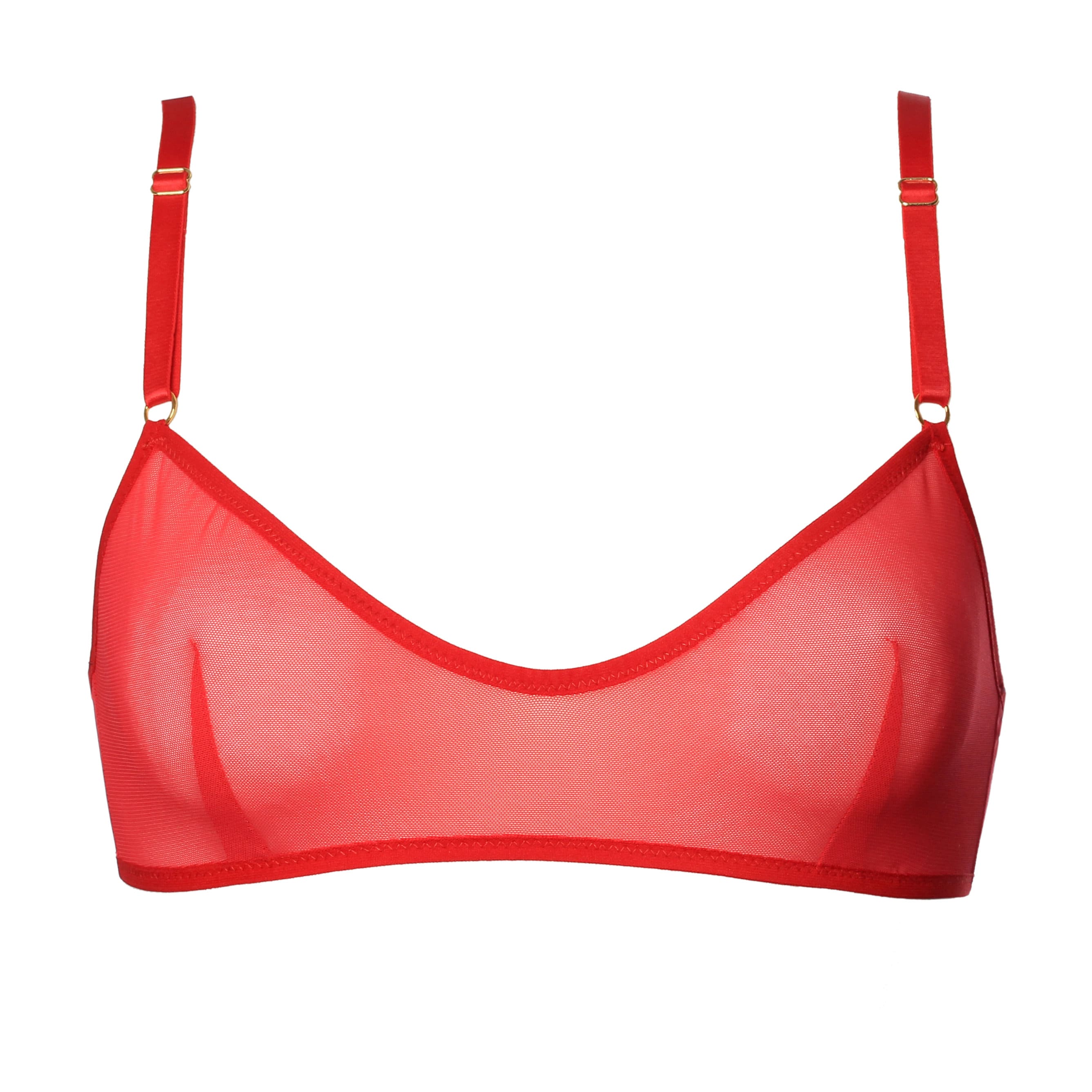 Sheer Red Mesh Bralette Comfy and Sexy See-through Lingerie for