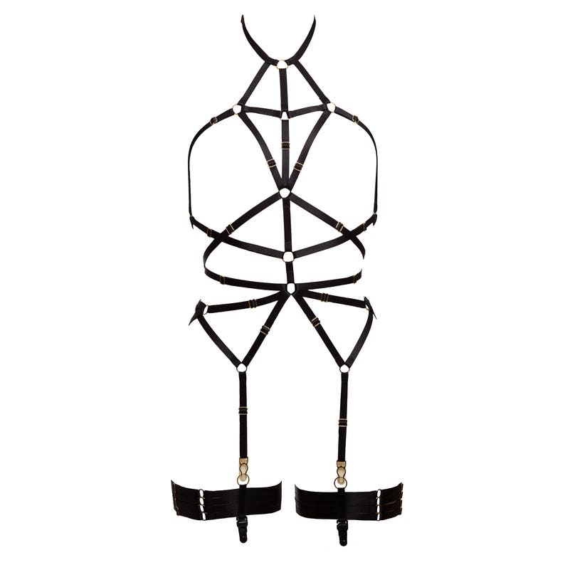 The Magdalena Playsuit Sexy Body Harness With Detachable Garters image 8