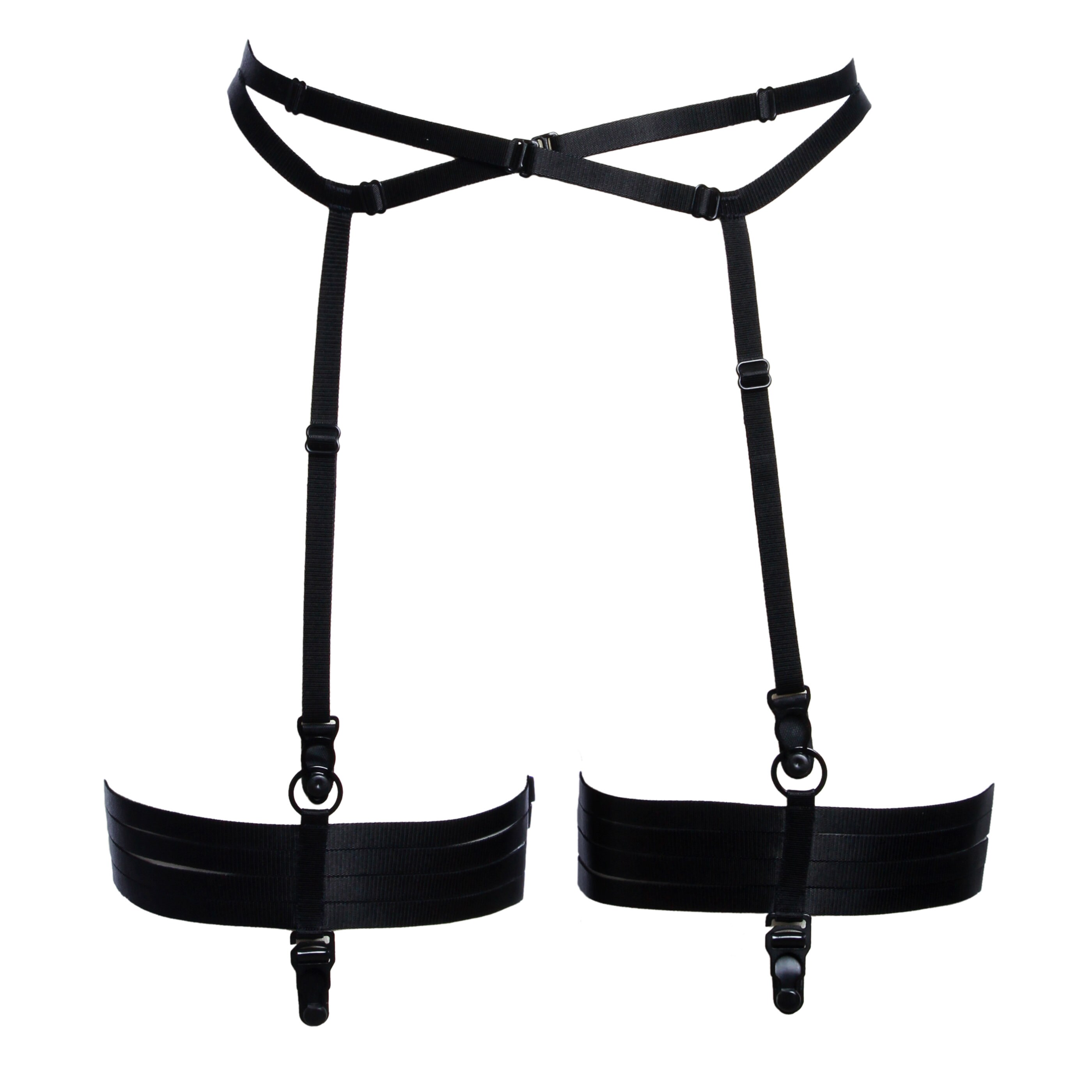 SET of Black Bondage Garter Belt With Adjustable Leg Garters | Etsy
