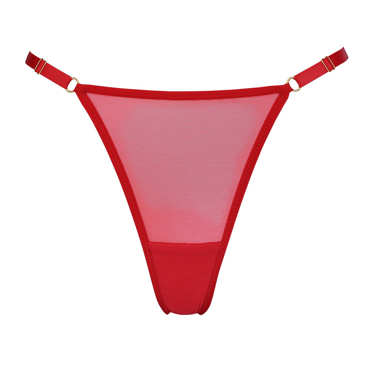 Red Mesh Adjustable High Cut Thong Sexy Sheer See-through Lingerie for  Women -  Norway