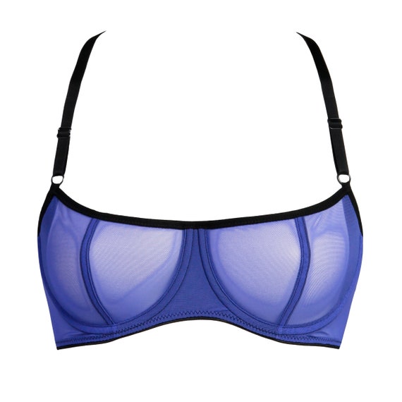 Blue Mesh Underwire Bra With Black Straps Sexy Sheer Sheer Lingerie for  Women -  Canada
