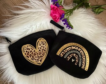 Personalised leopard print purse