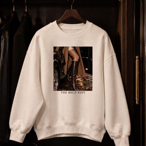 Fall Fashion Graphic Sweatshirt | Knee High Boots Sweater | Autumn Outfit Print | Chic Fall Crewneck | Unisex Fashion Sweatshirt|Women Shirt