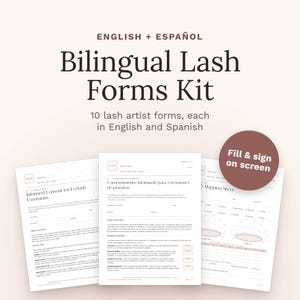 Bilingual Lash Extension Forms, English and Spanish, Consent, Intake, Aftercare, Editable Word, Fillable PDF