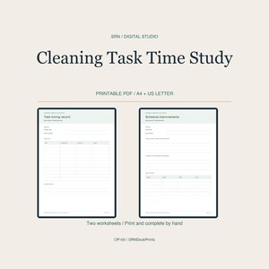 Cleaning Task Time Log - Printable Estimated vs Actual Worksheet PDF