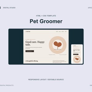 Pet Groomer Website Template - One Page Responsive HTML CSS