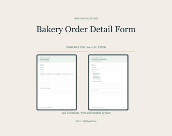 Druckbares Bestellformular für Bäckereien – Kundendaten und Produktionsübergabe (PDF)