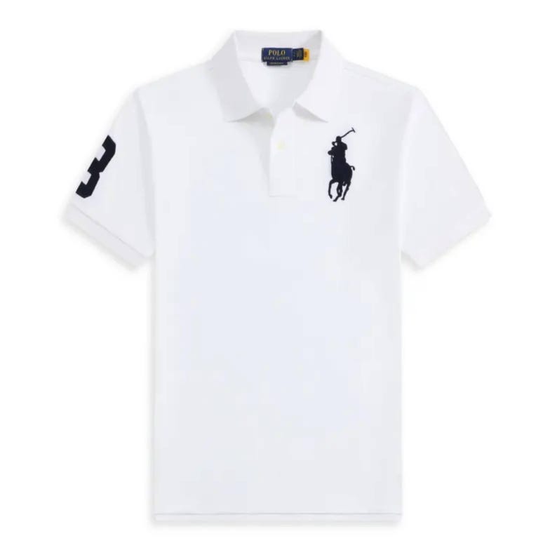 Label On Placket Polo Short Sleeve Collared T Shirt, Equestrian Graphic Casual Smart ...